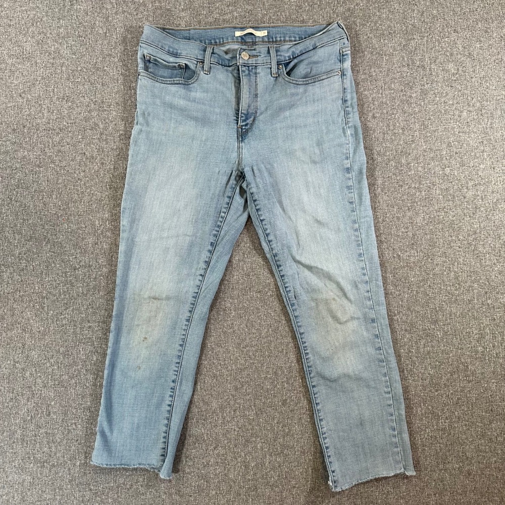 Levi's Jeans Women 31 312 Shaping Slim Light Wash Raw Hem Frayed Denim